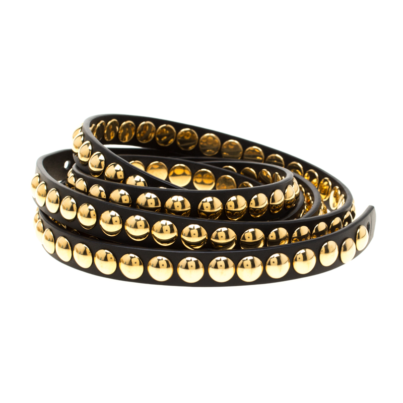 

Burberry Black Leather Riveted Double Wrap Belt Size