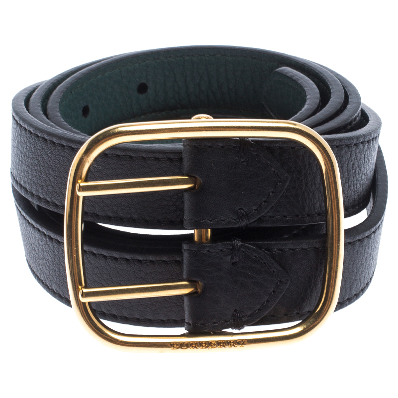 

Burberry Black/Green Leather Lynton Double Strap Belt