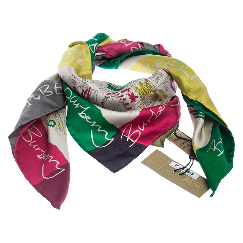 

Burberry Multicolor Printed Silk Scarf