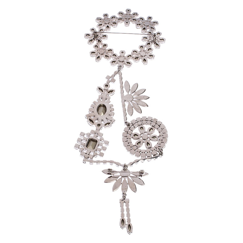 

Burberry Silver Tone Daisy Wreath Crystal Brooch