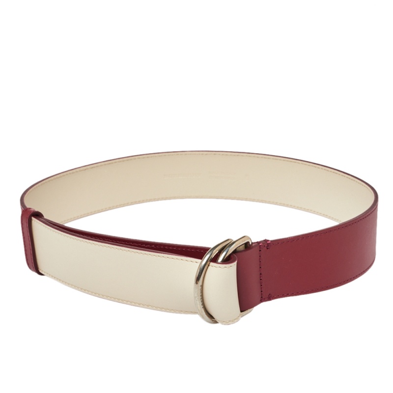 

Burberry Wine Red/Ivory Leather Double D Ring Reversible Belt 120 CM