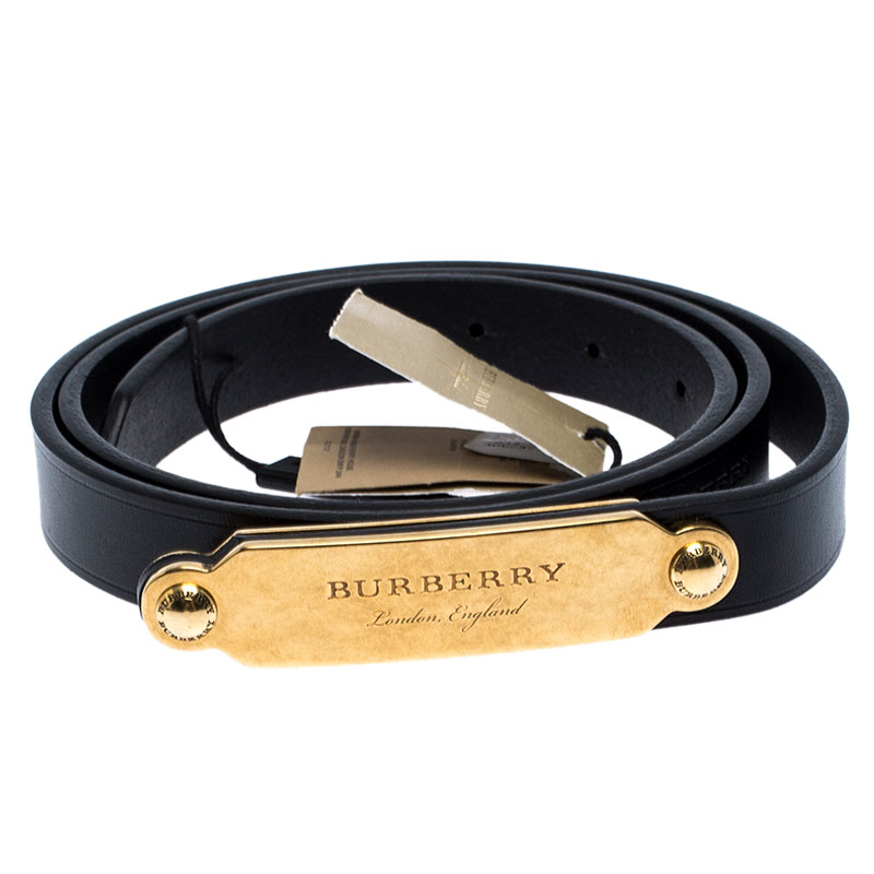 

Burberry Black Leather Reese Slim Belt