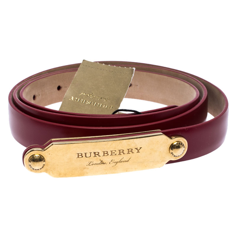

Burberry Red Leather Reese Slim Belt