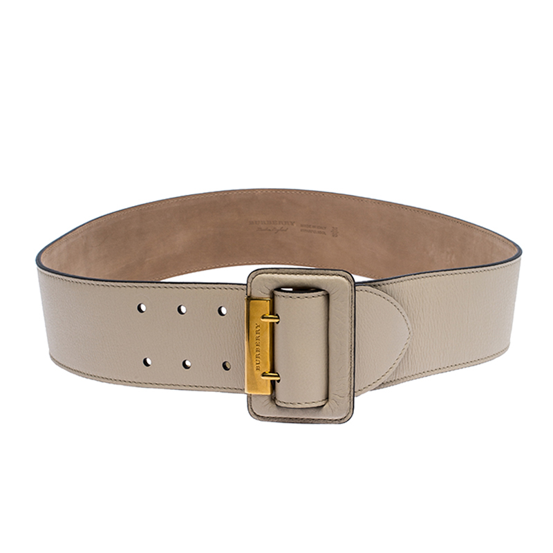 Pre Owned Burberry Beige Leather Ceceil Waist Belt 90CM