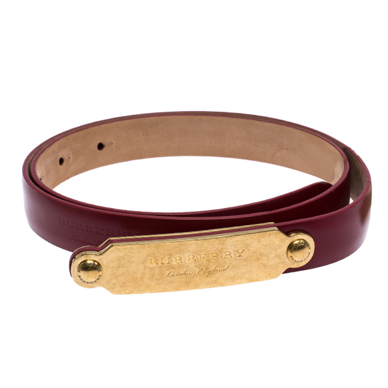 

Burberry Red Leather Reese Slim Belt