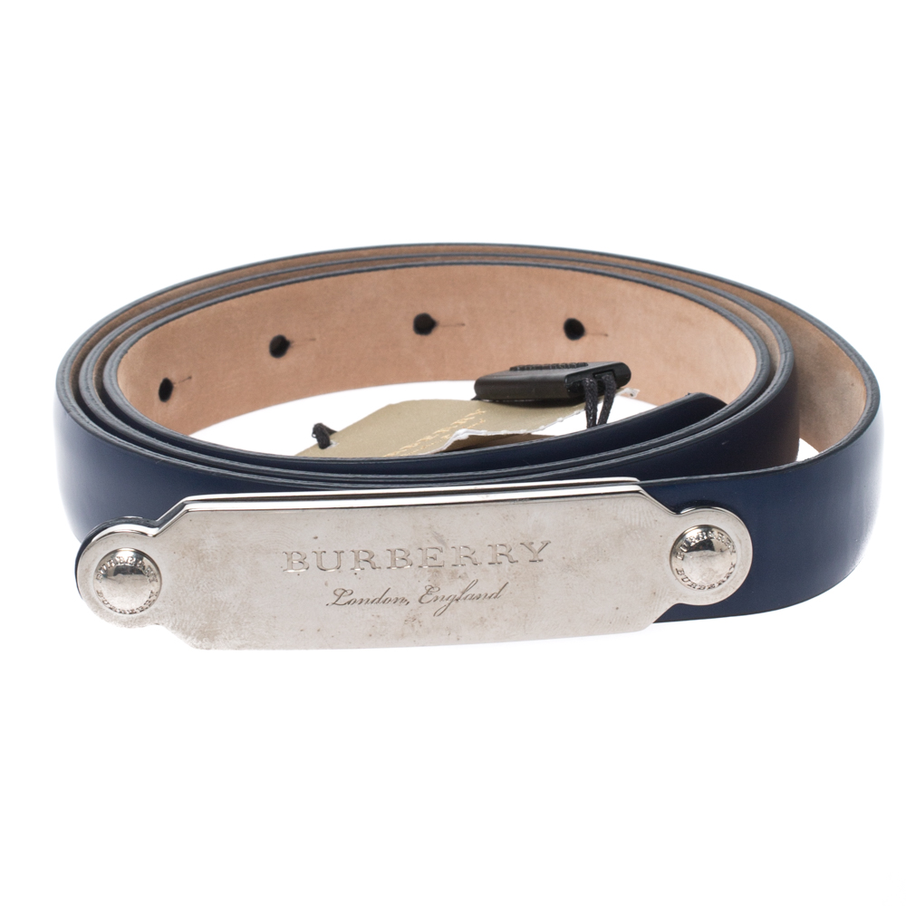 

Burberry Blue Leather Reese Slim Belt