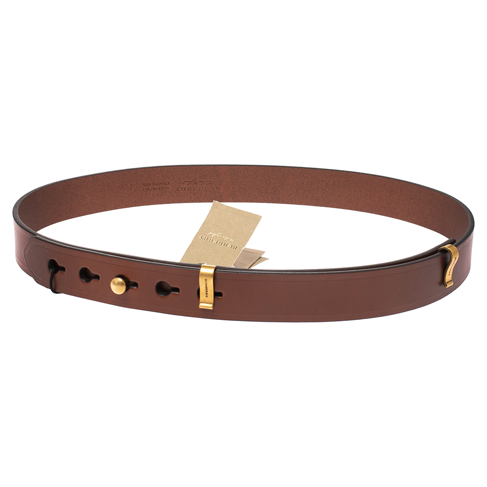 Burberry Brown Leather Ashmore Belt 85CM Burberry | The Luxury Closet