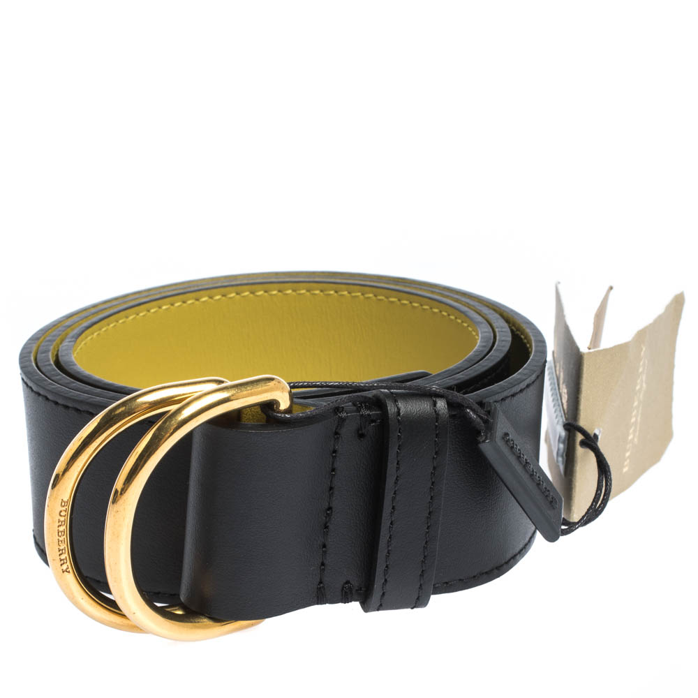 

Burberry Black/Lemon Green Leather D- Ring Belt