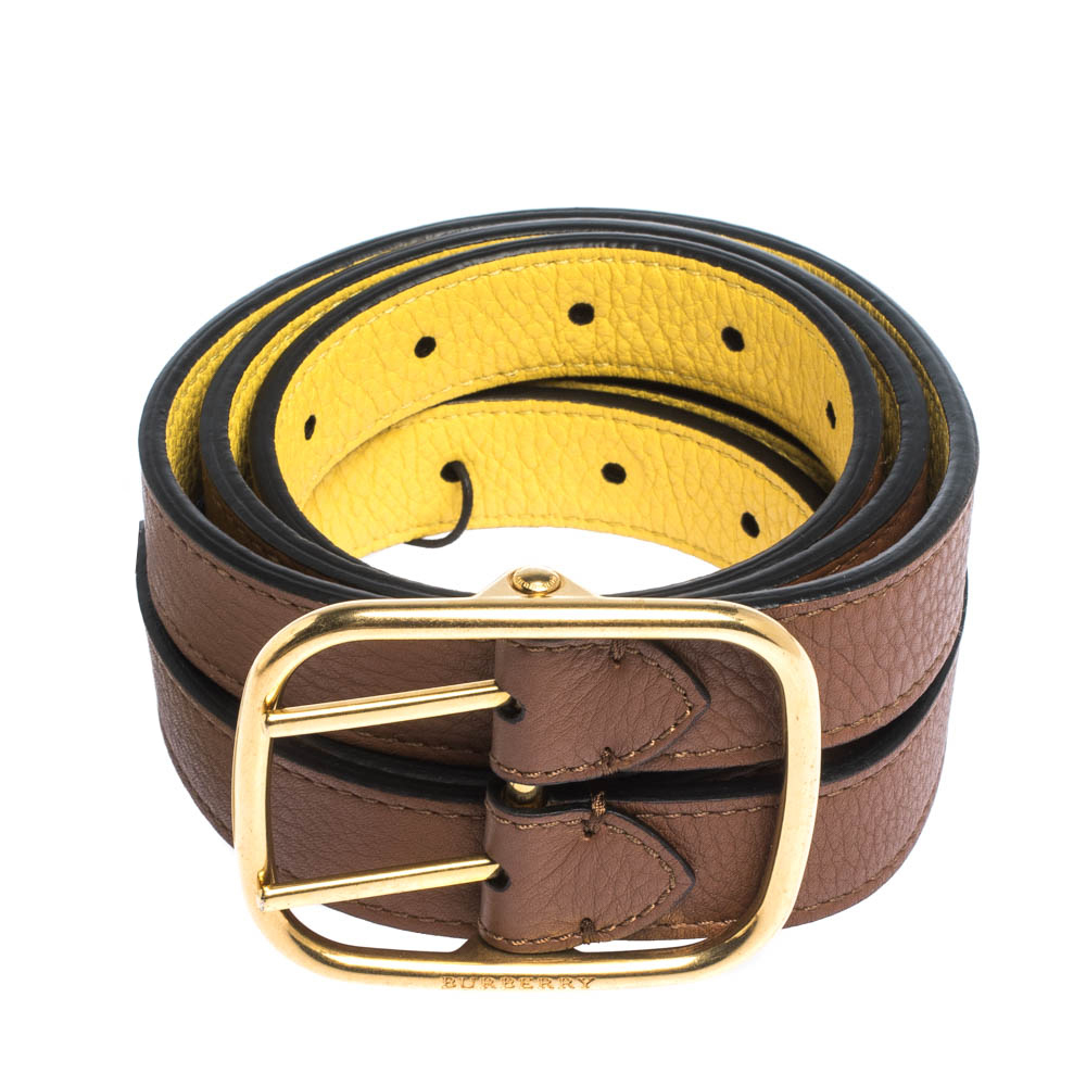 

Burberry Brown/Yellow Leather Lynton Double Strap Belt