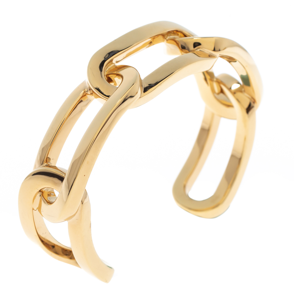 

Burberry Chain Link Motif Gold Plated Open Cuff Bracelet