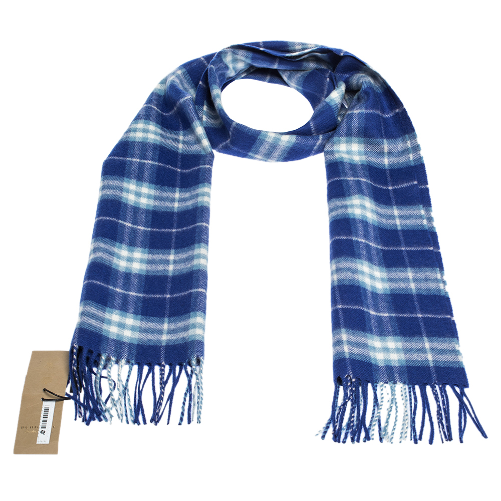 burberry cashmere scarf blue