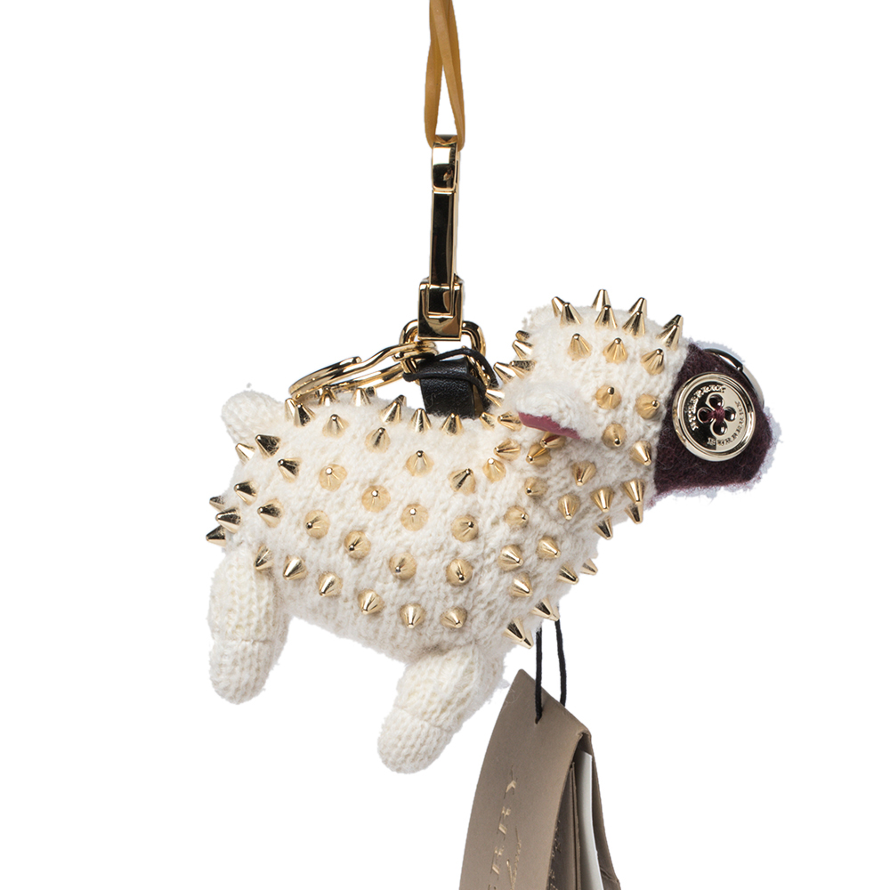 

Burberry Cream Cashmere Studded Wendy Sheep Key Ring / Bag Charm