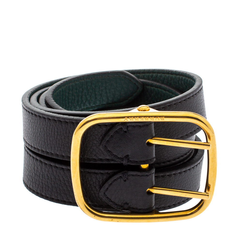 

Burberry Black/Green Leather Lynton Double Strap Belt