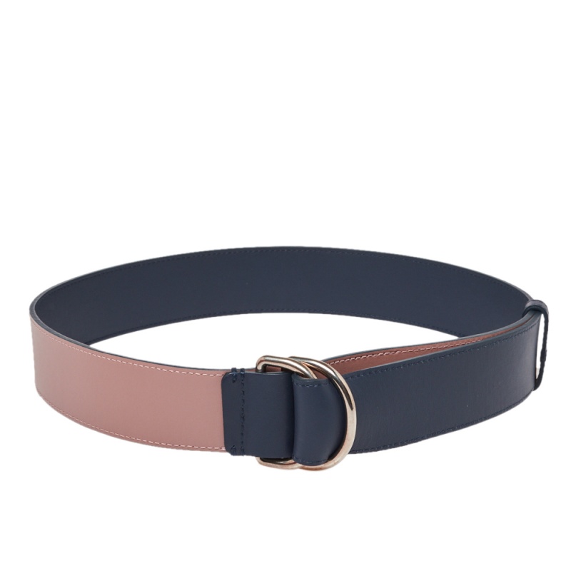 

Burberry Navy Blue/Old Rose Leather Double D Ring Reversible Belt