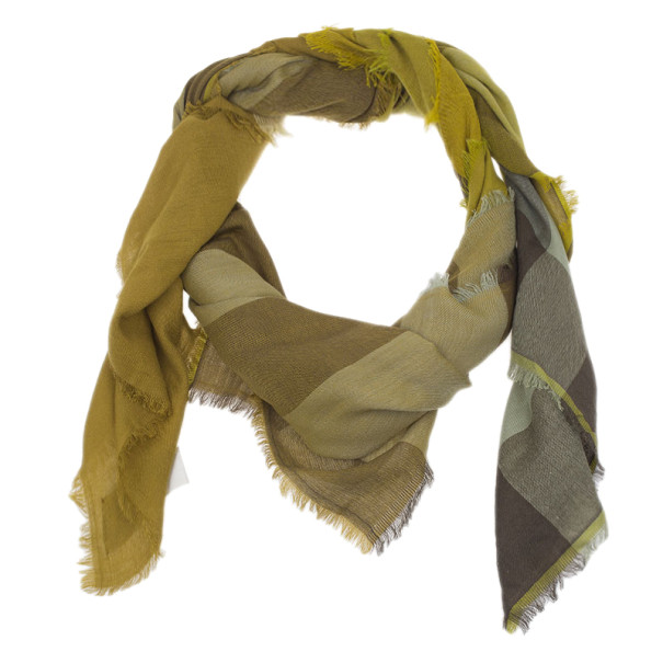 Pre Owned Burberry Yellow Novacheck Square Scarf