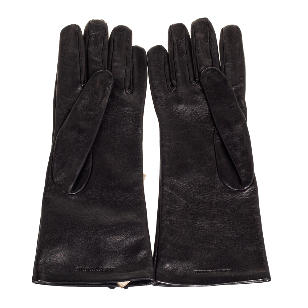 

Burberry Black Leather Short Gloves