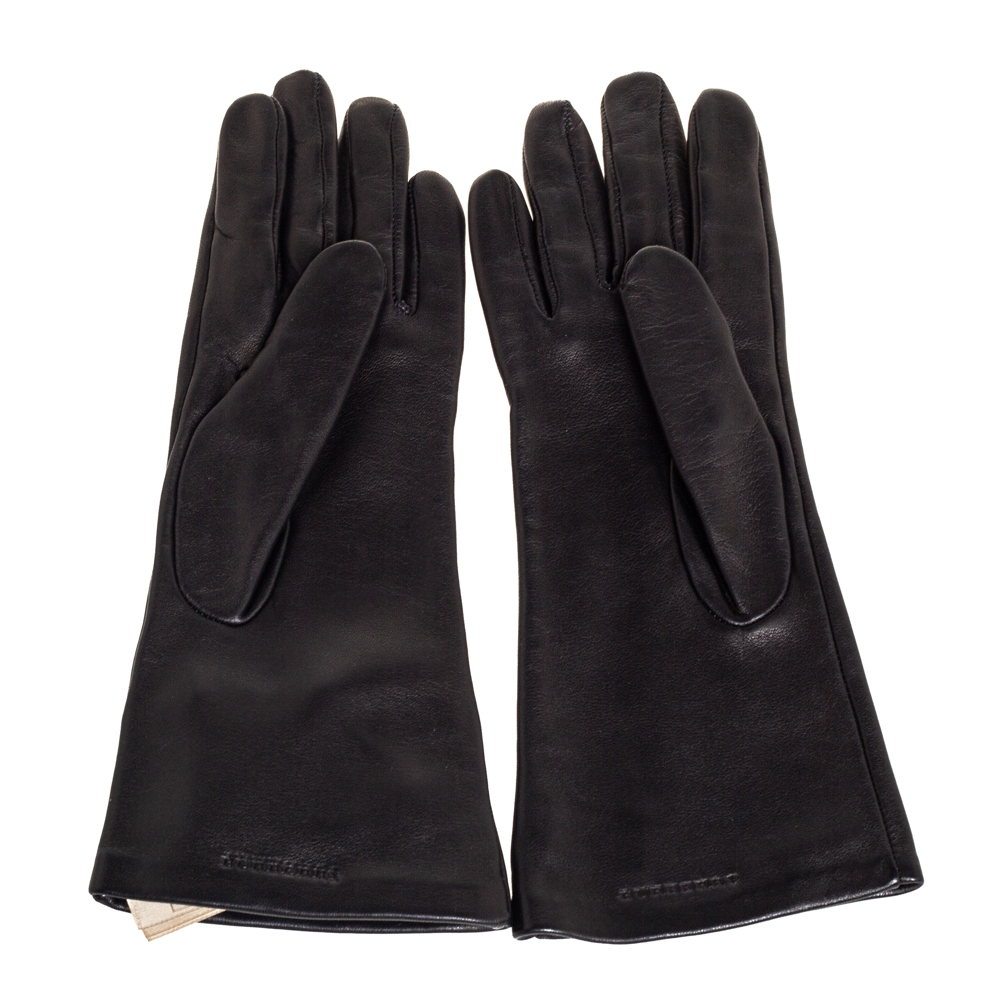 

Burberry Black Leather Short Gloves