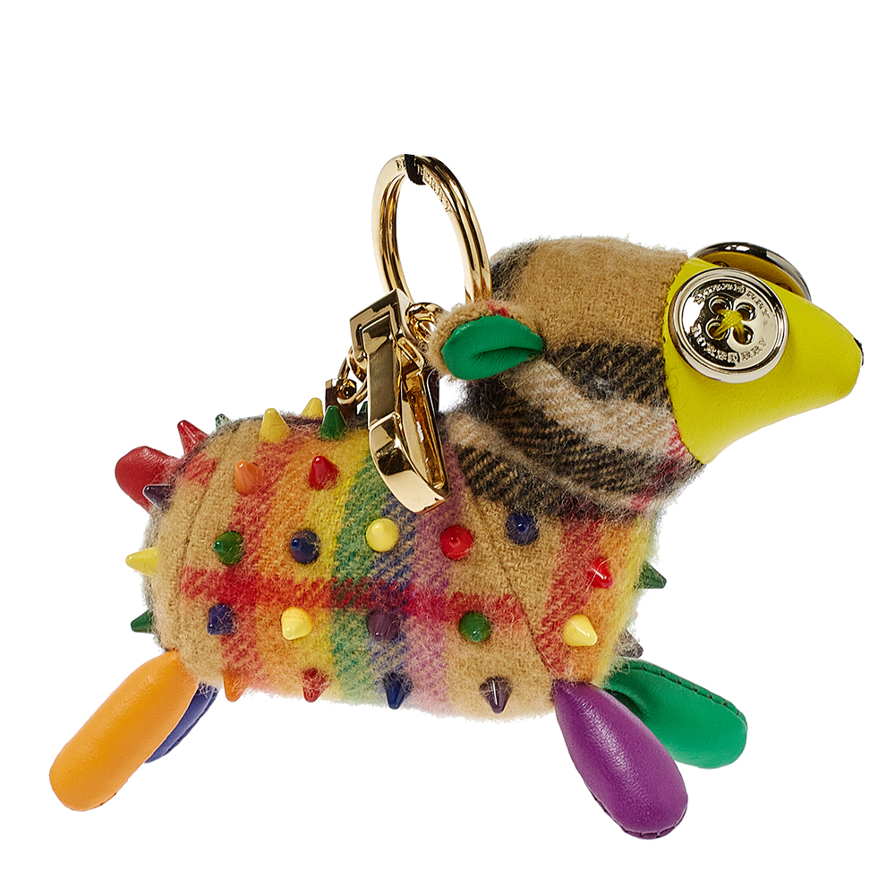 Pre-owned Burberry Multicolor Cashmere Studded Wendy Sheep Key Ring / Bag Charm