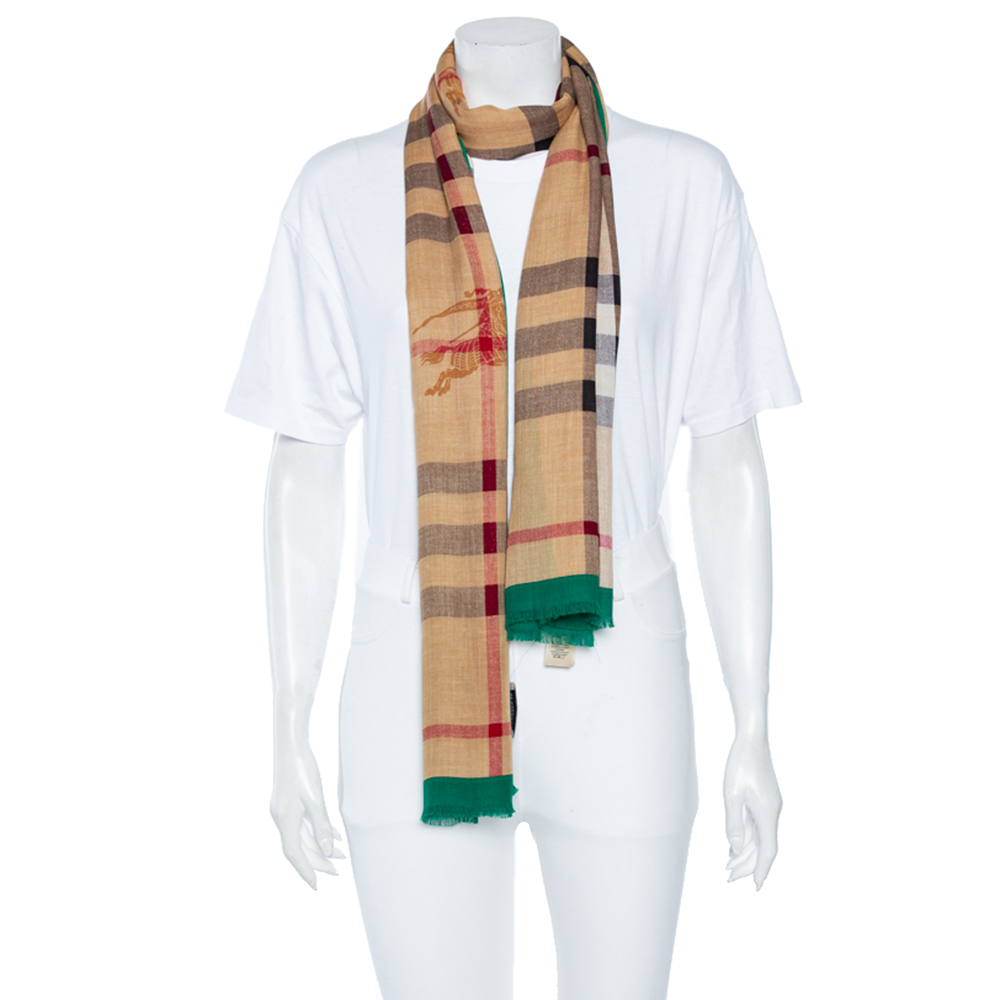 

Burberry Pine Green Haymarket Check Modal Scarf