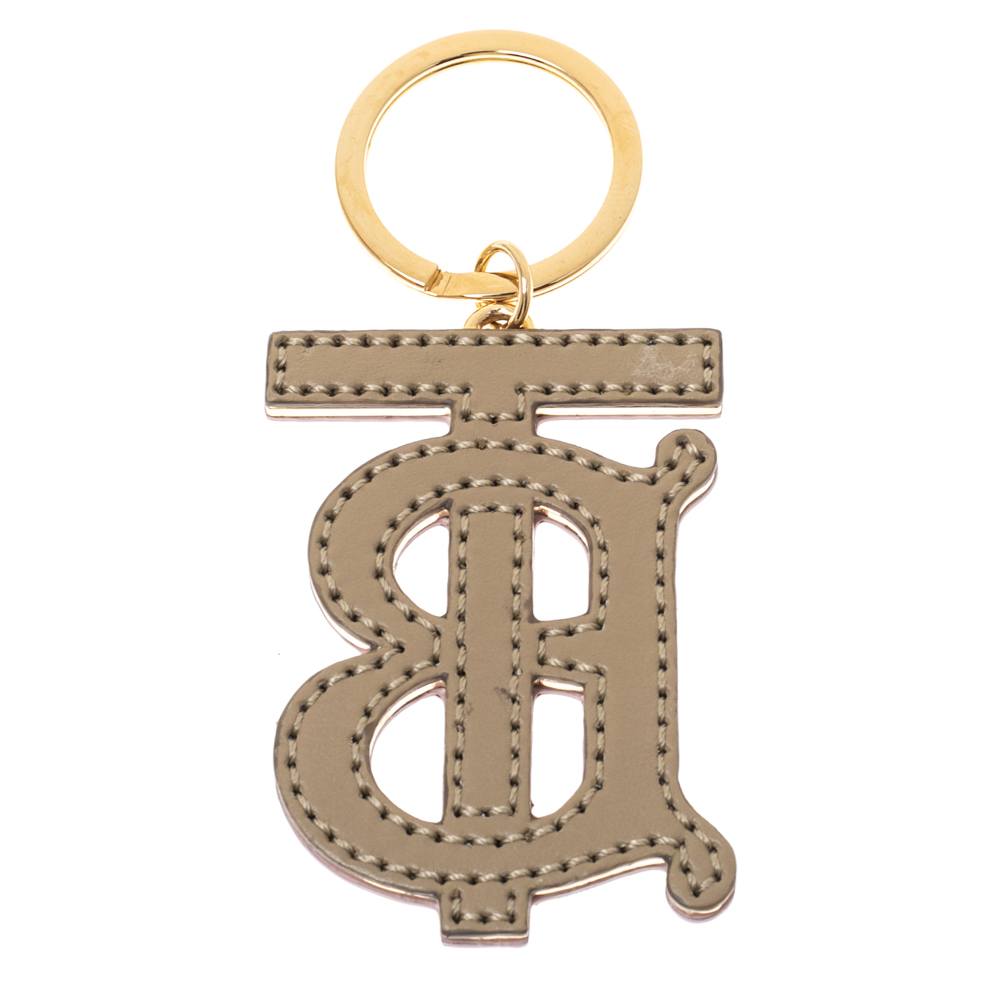 

Burberry Pink/Beige Leather TB Key Chain