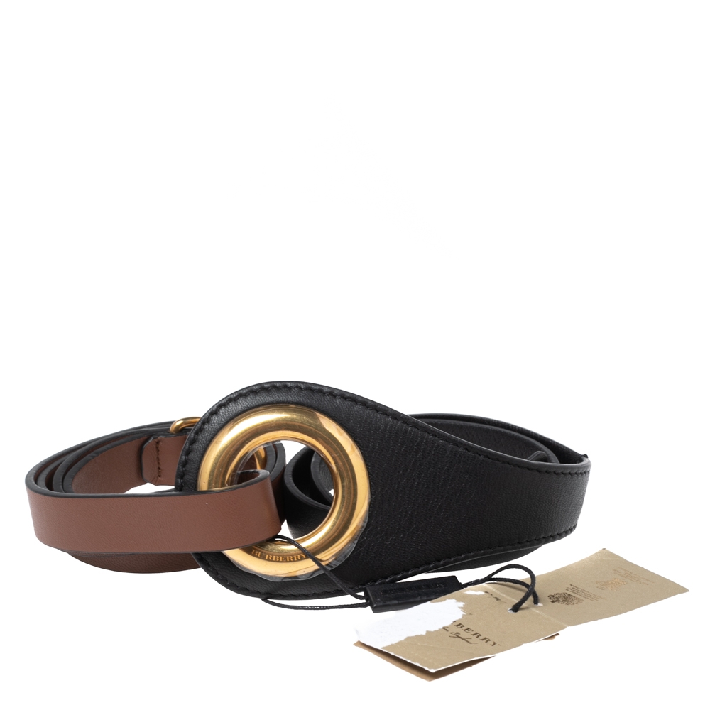 

Burberry Brown/Black Leather Grommet Waist Belt