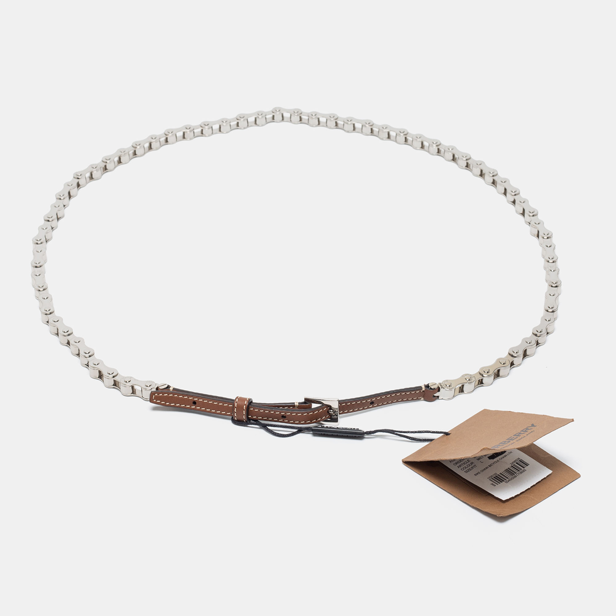 

Burberry Brown Leather Bike Chain Belt