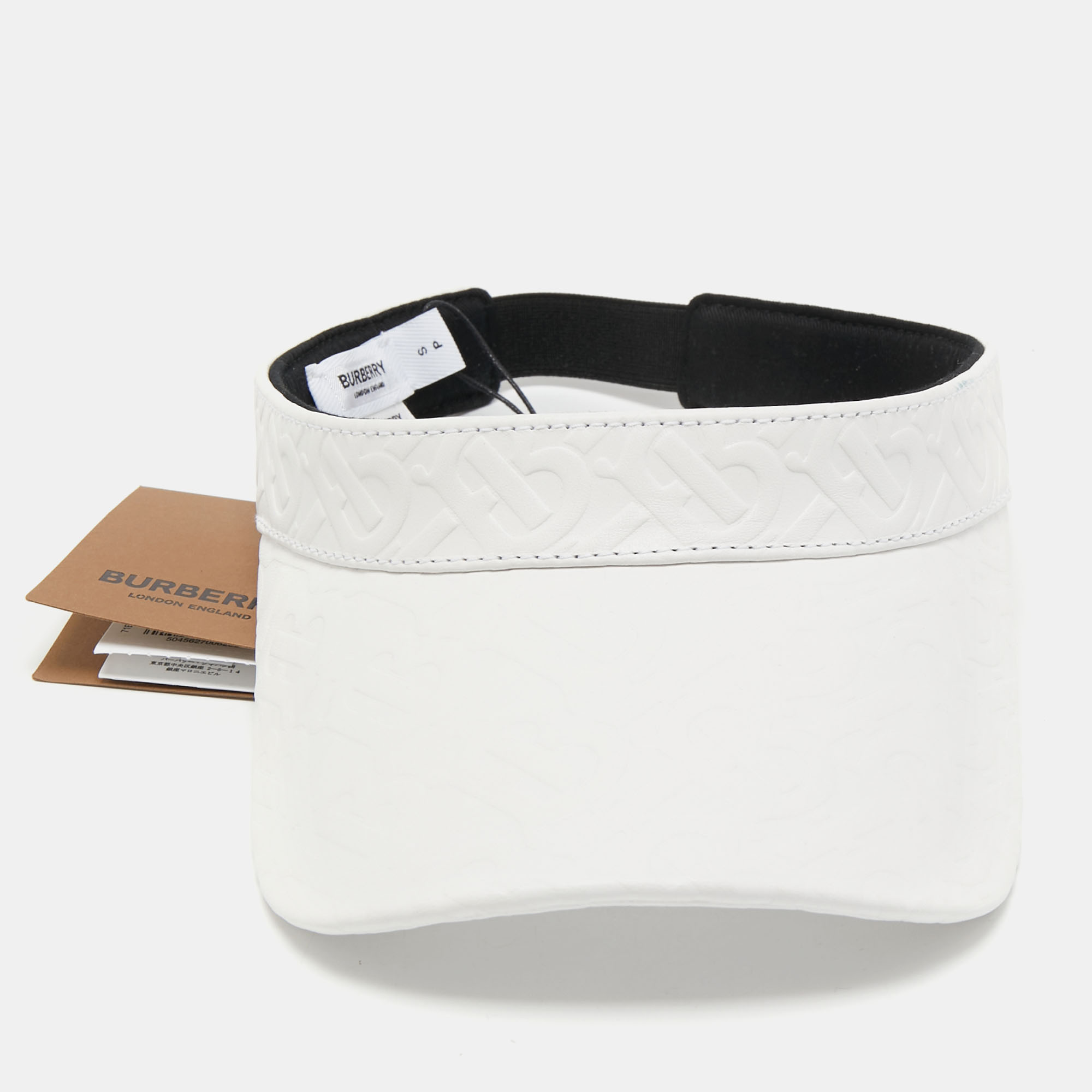 

Burberry White Leather TB Monogram Visor