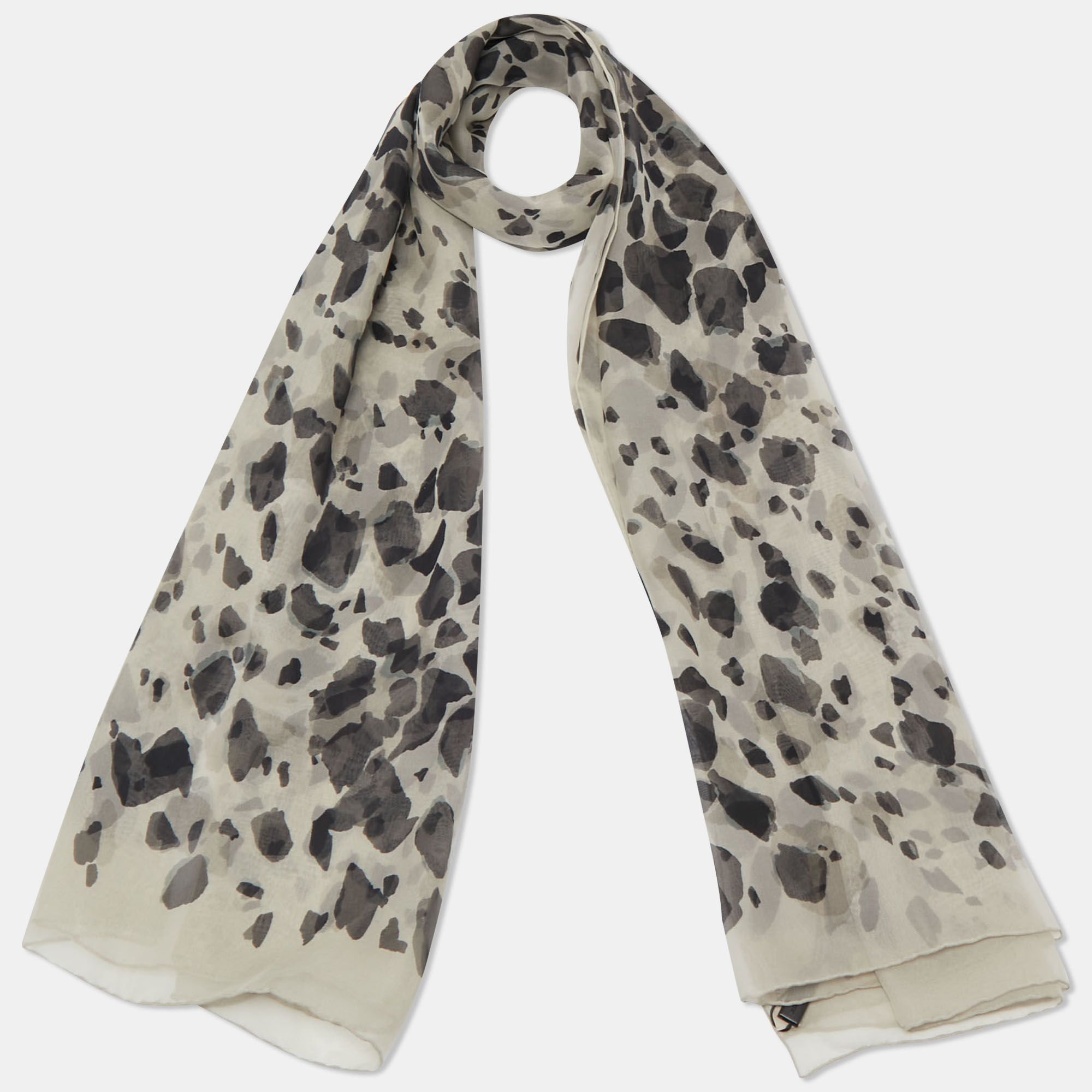 

Burberry Beige Animal Print Silk Scarf
