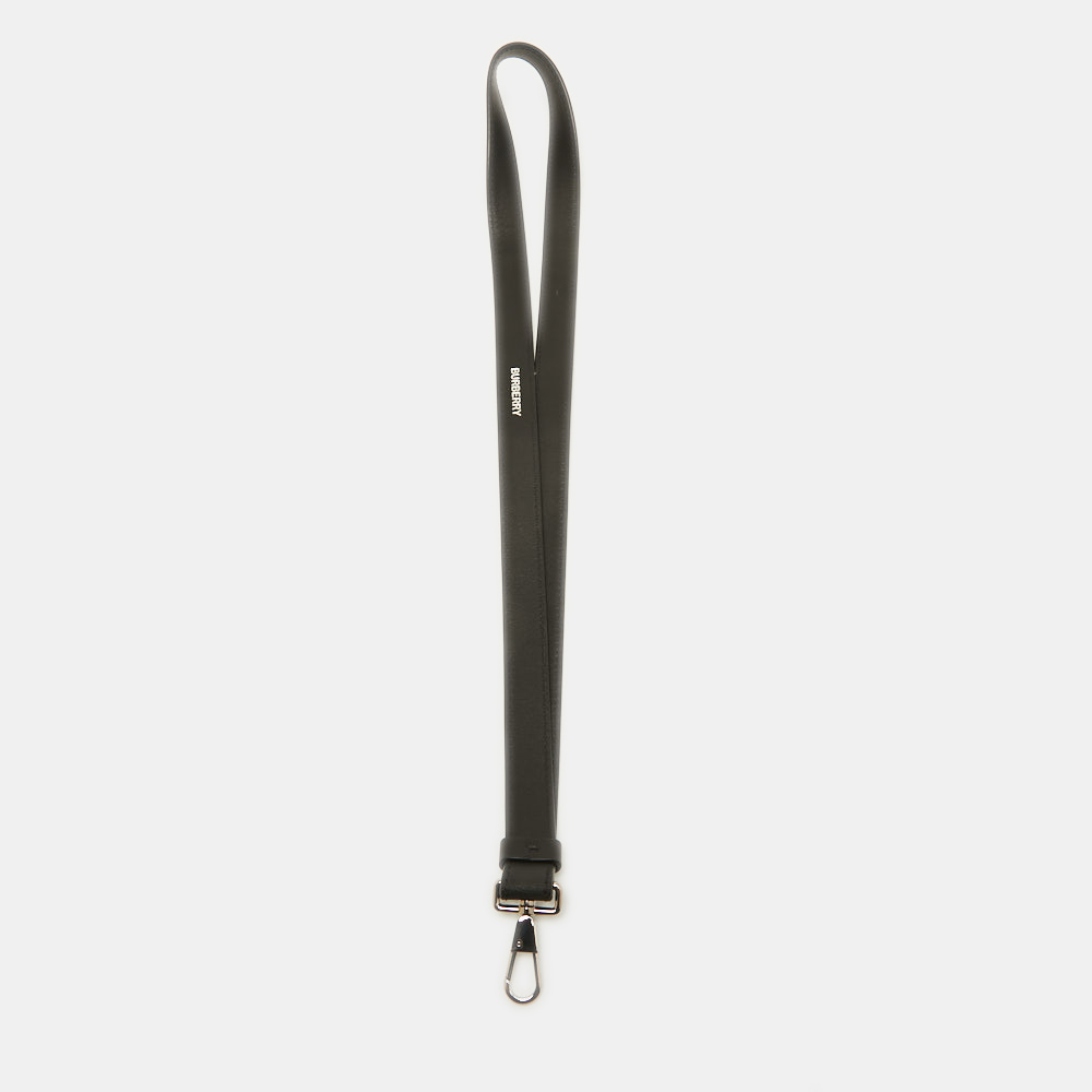 Burberry Black London Check Coated Canvas Leather Lanyard