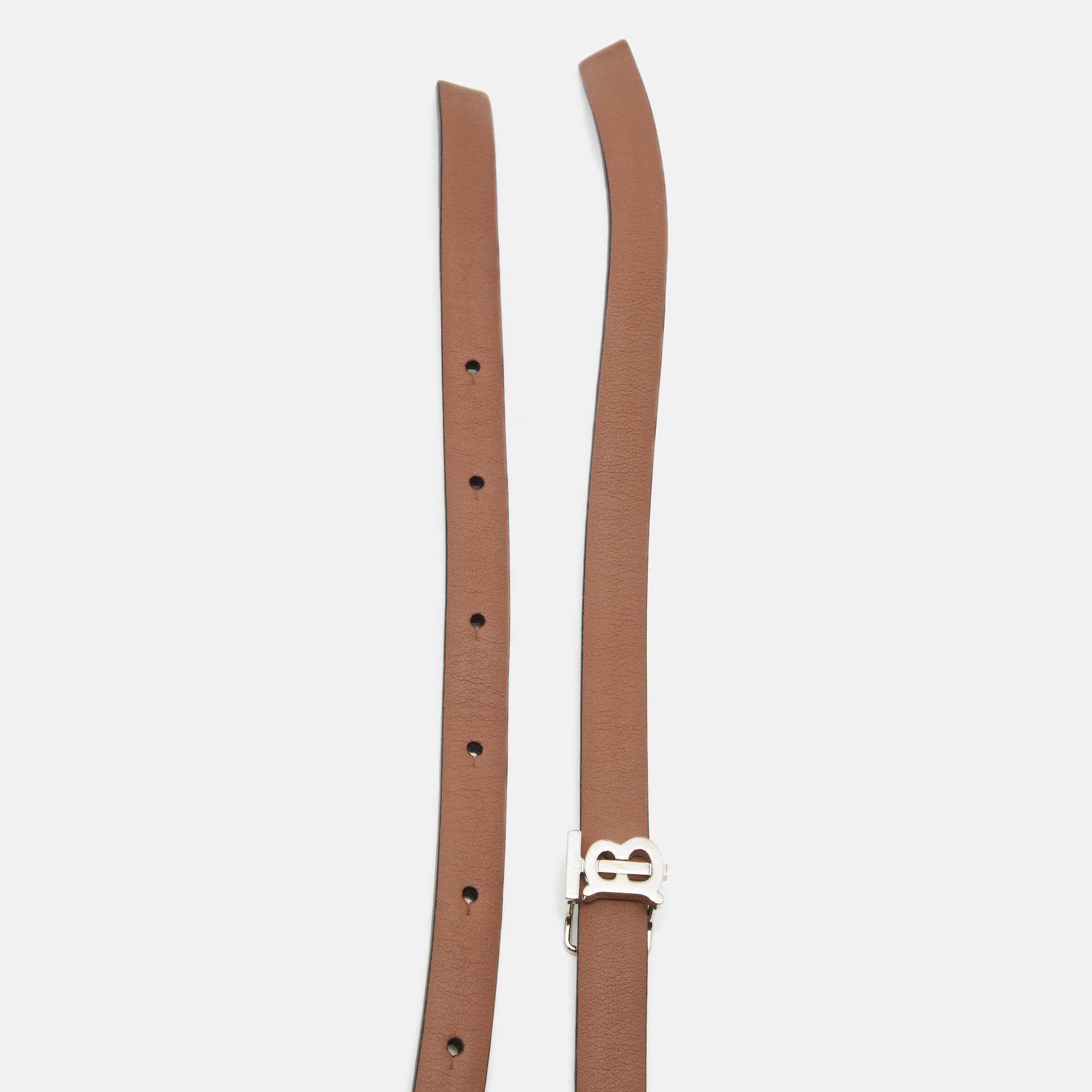 

Burberry Black/Brown Leather TB Logo Slim Reversible Belt