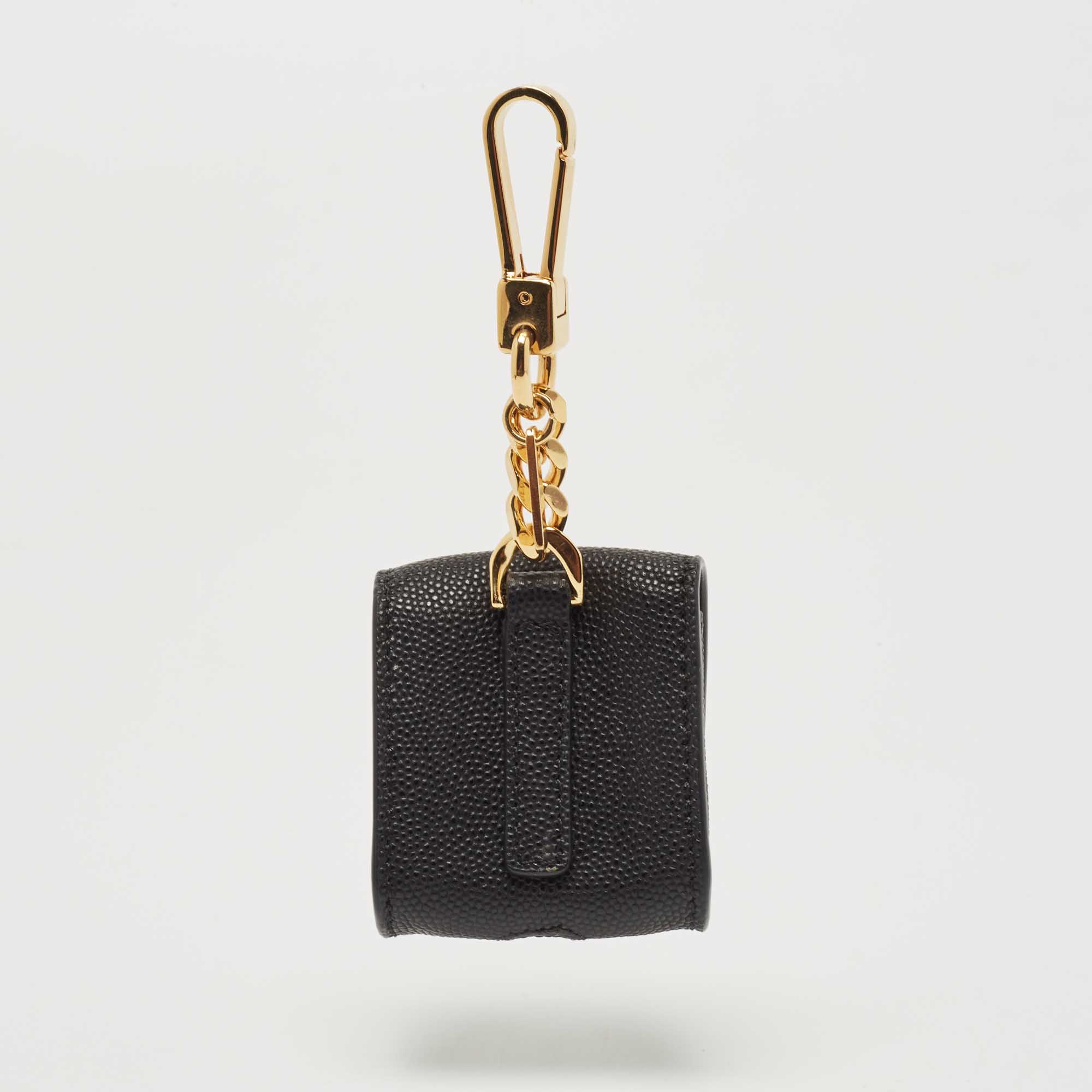 

Burberry Black Grained Leather Earphone Case Charm