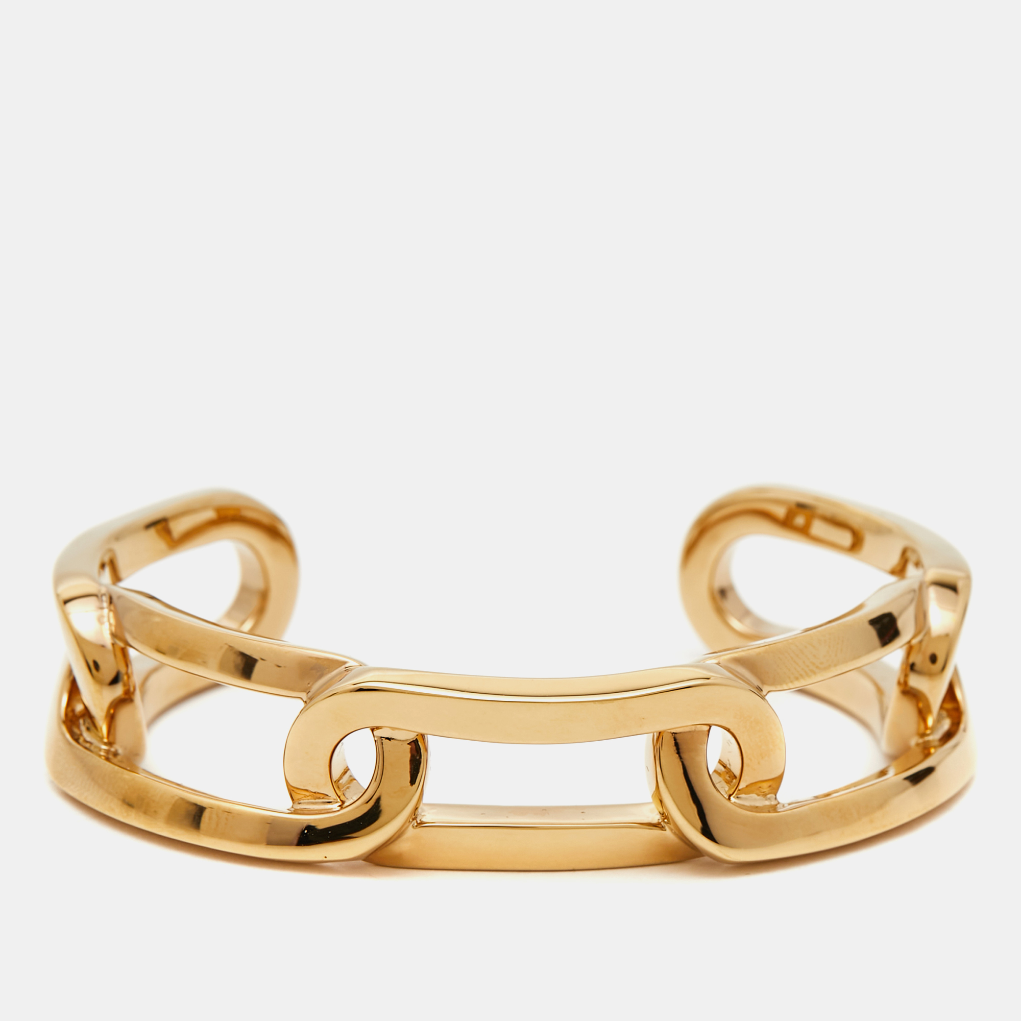 Pre-owned Burberry Chain Link Gold Tone Cuff Bracelet