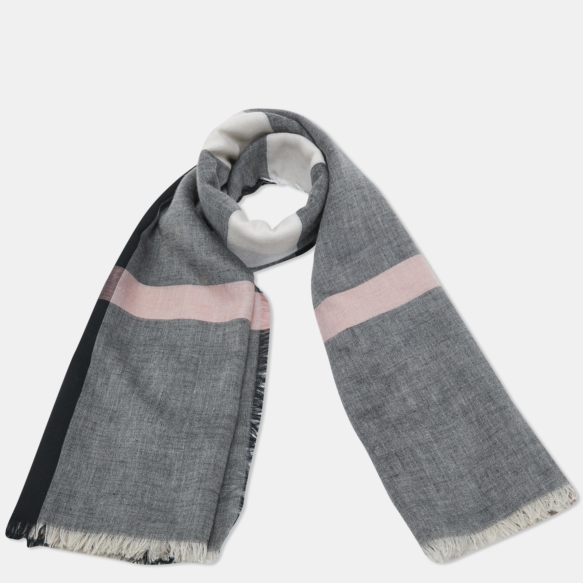 

Burberry Grey/White Mega Checked Modal and Silk Sqaure Scarf