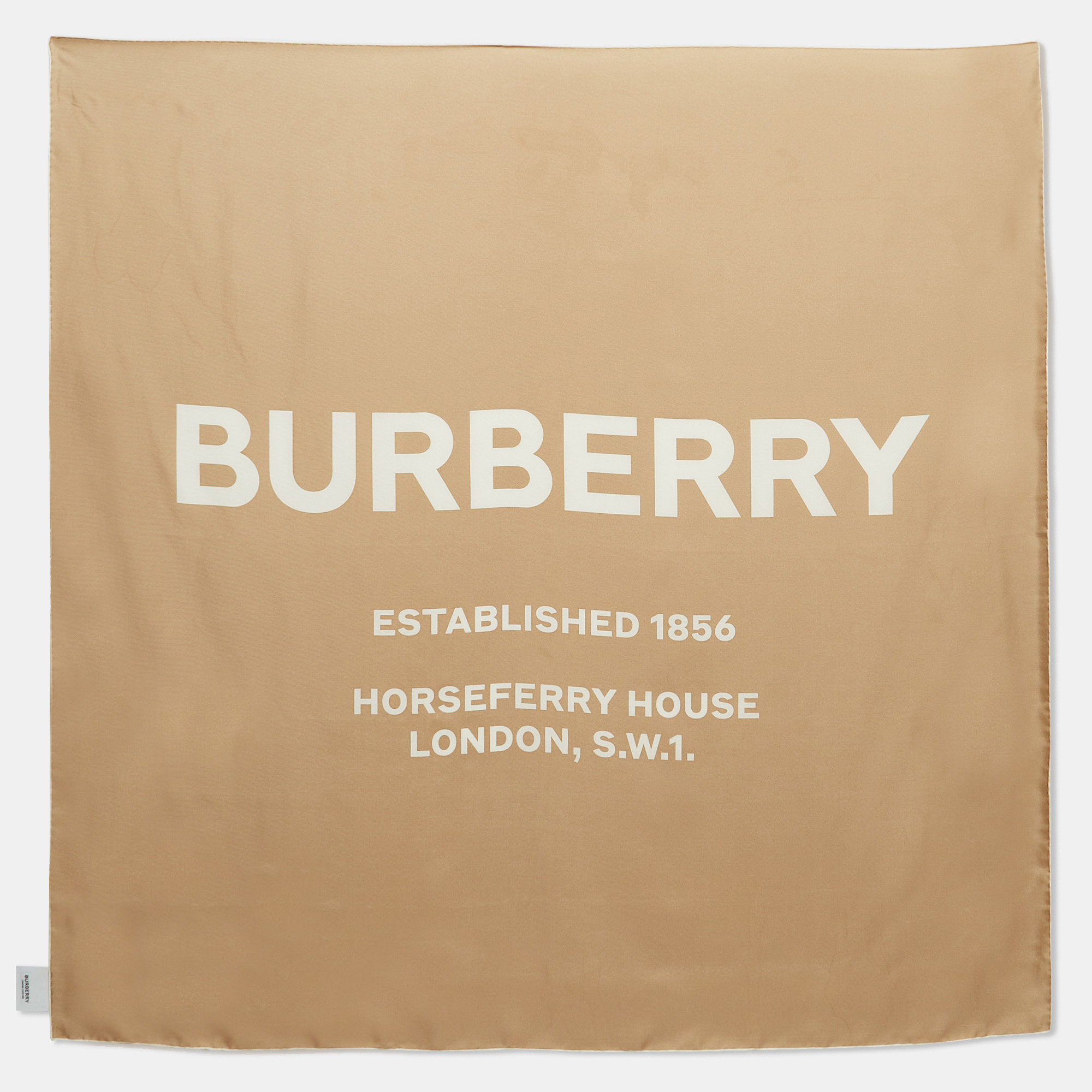 

Burberry Beige Printed Silk Square Scarf