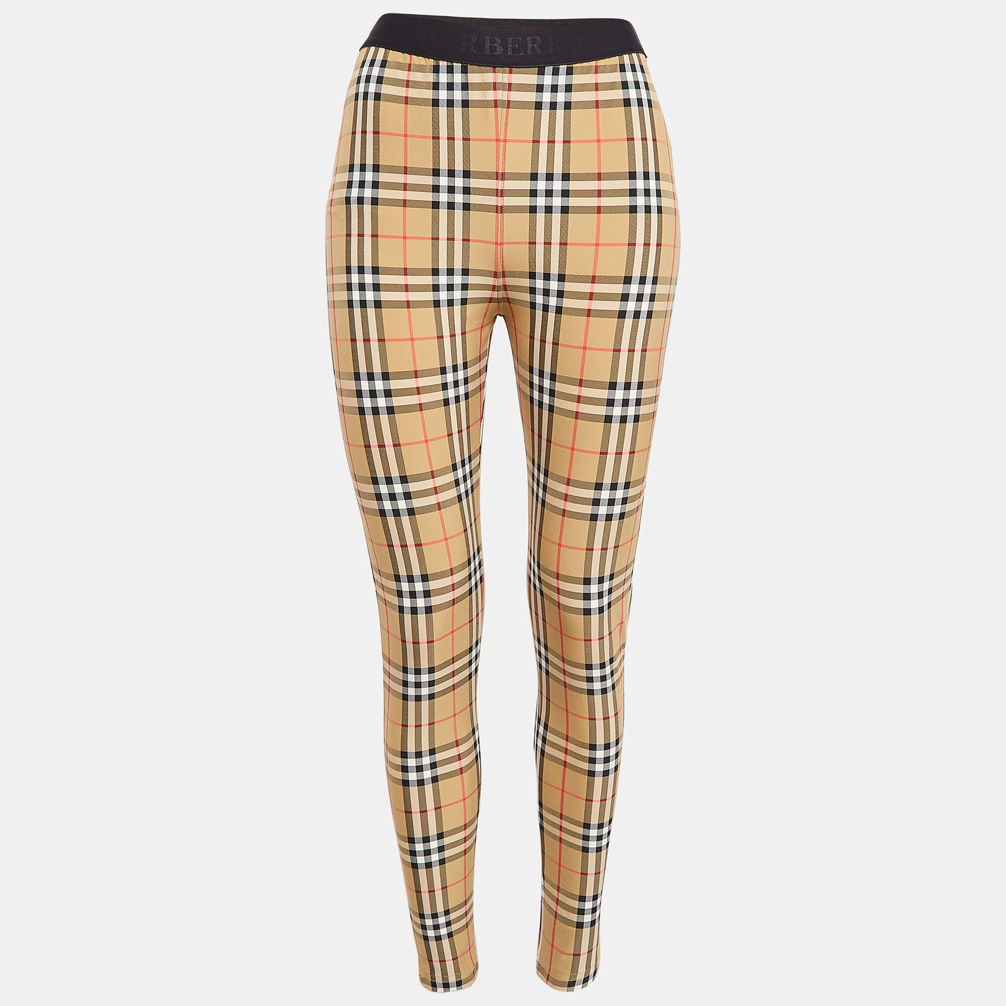 

Burberry Belvoir Logo Vintage Check Jersey Leggings M, Brown