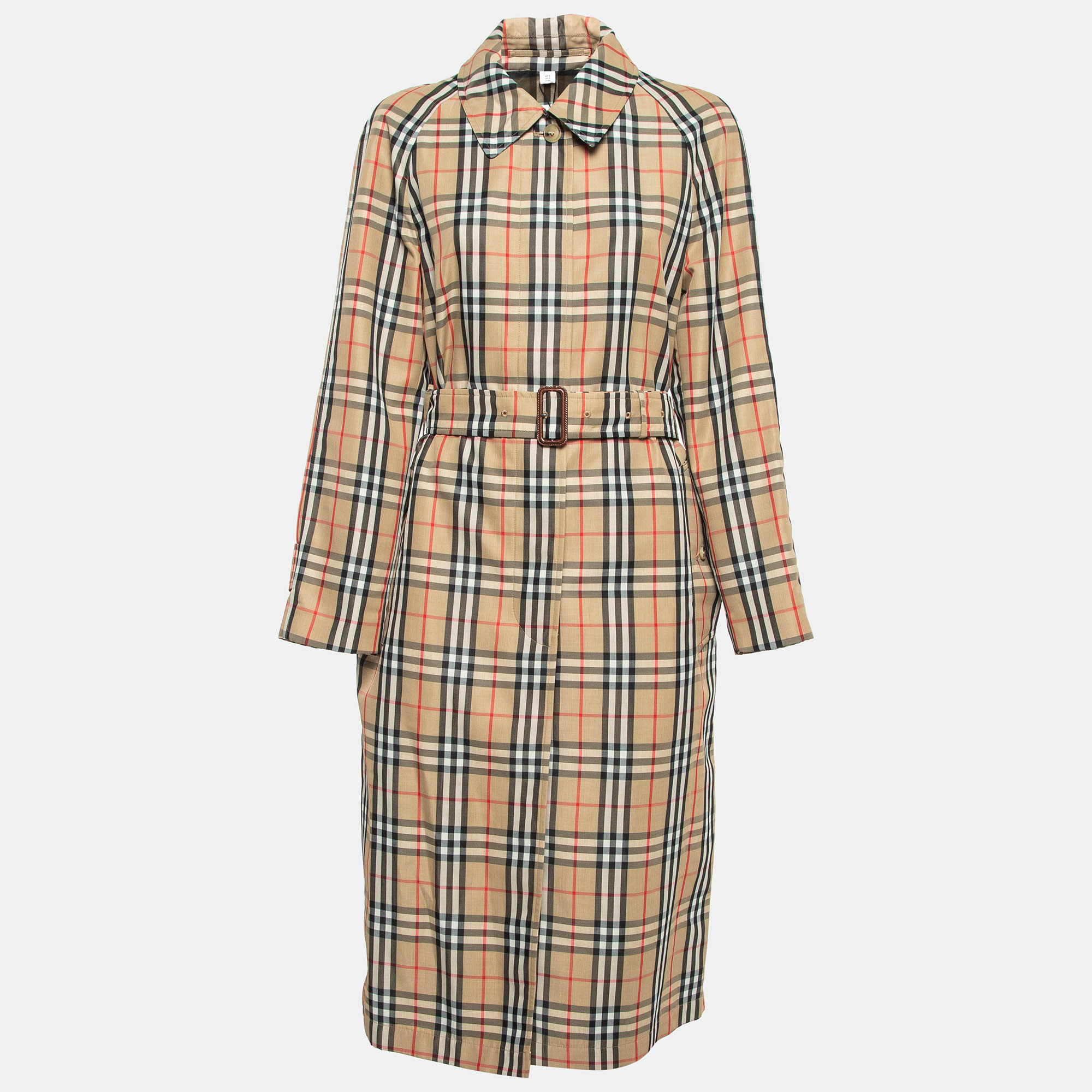 

Burberry Beige Kempton Check Synthetic Trench Coat S, Brown