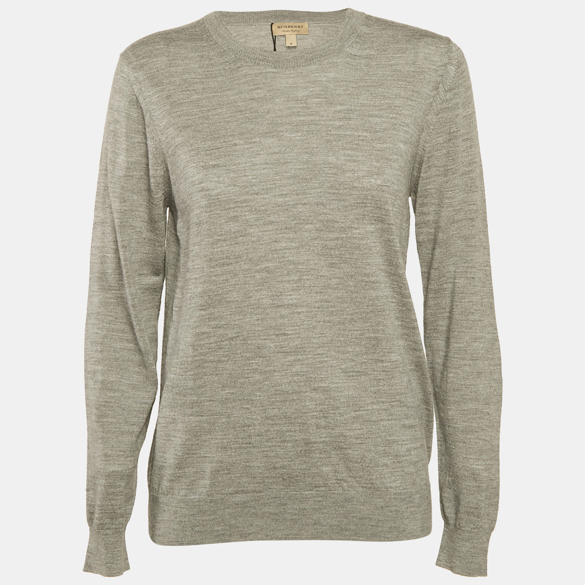 

Burberry Grey Melanga Merino Wool Knit Patch Detail Sweatshirt M