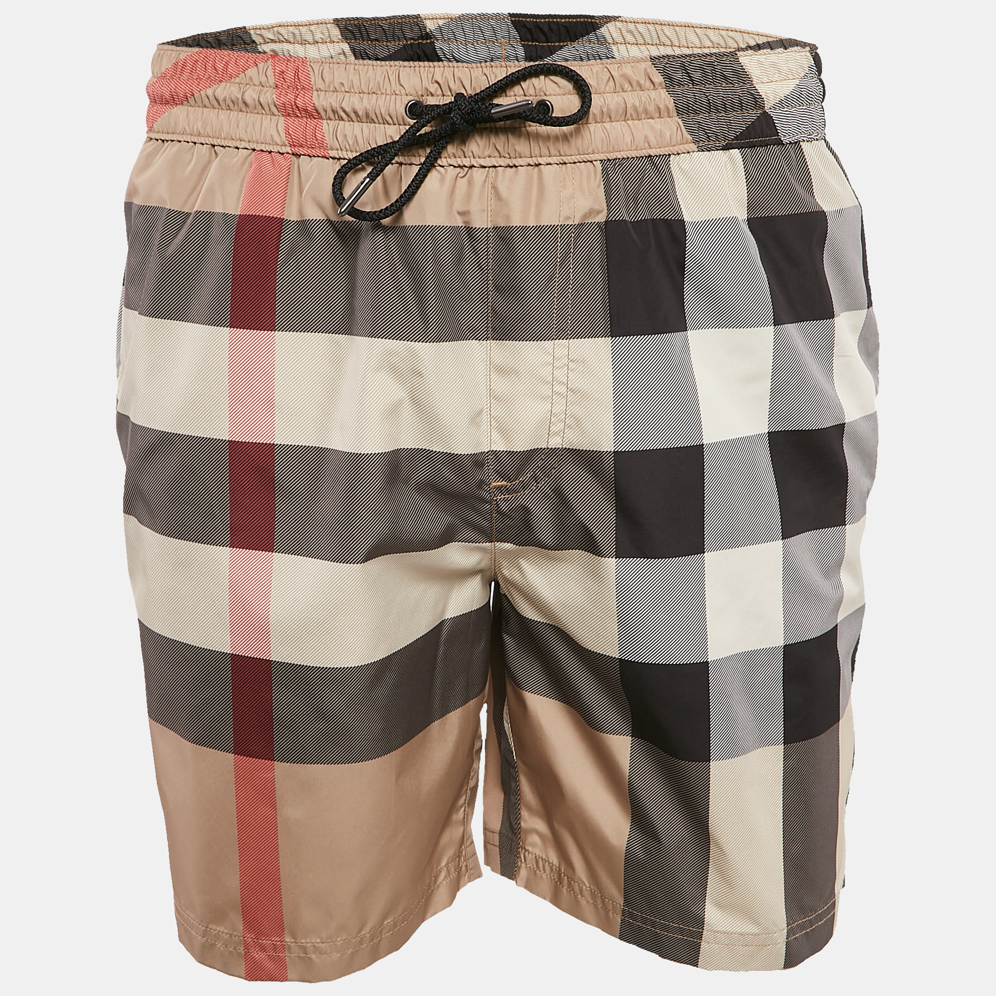 

Burberry Beige Checks Synthetic Swim Shorts M