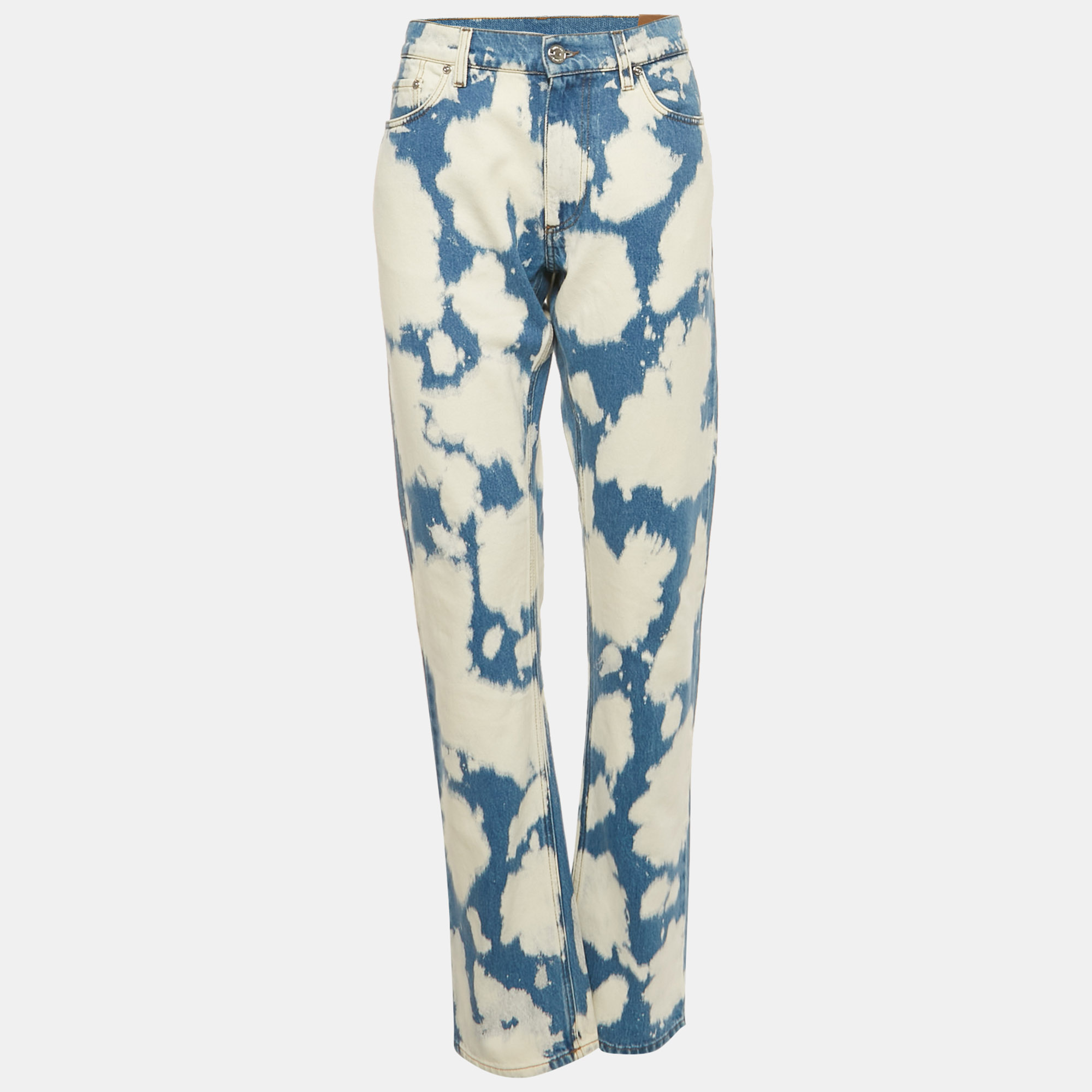 

Burberry Blue Bleached Effect Denim Straight Leg Jeans XL Waist 35"