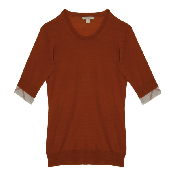 Pre Owned Burberry Brit Check Placket Sleeve Top S