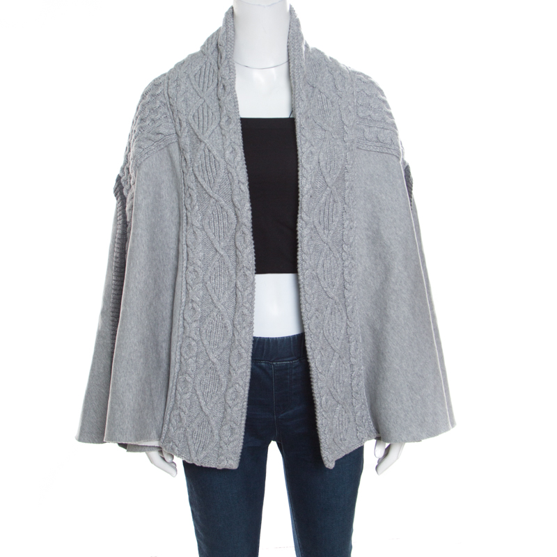 Pre Owned بونشو بربري تريكو ميلانج و جيرسيه قصات رصاصي ( مقاس موحد) 