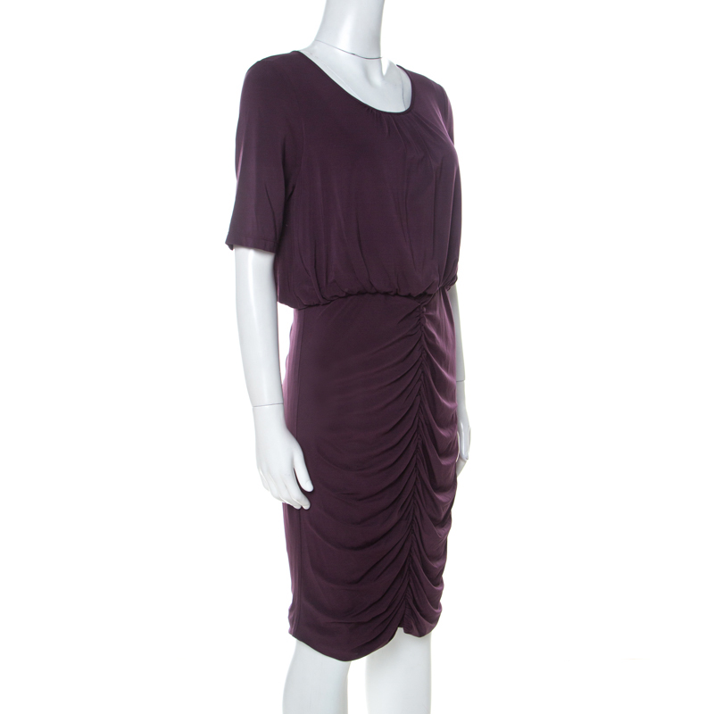 

Burberry Purple Jersey Ruched Short Sleeve Dress