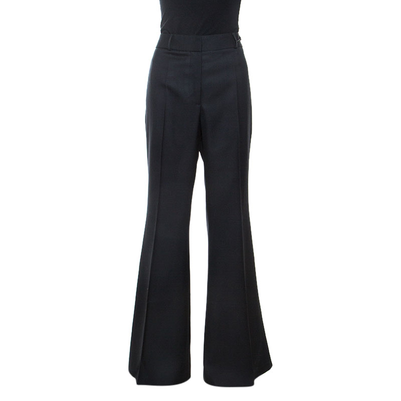 Pre Owned Burberry Black Wool Flared Tailored Trousers M 
