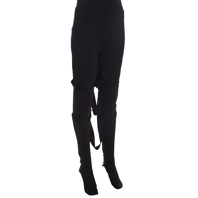 

Burberry Black Stretch Jersey Strap Detailed Footed Leggings