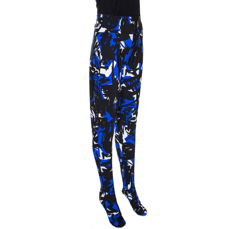 

Burberry Blue Graffiti Print Stretch Jersey Footed Leggings