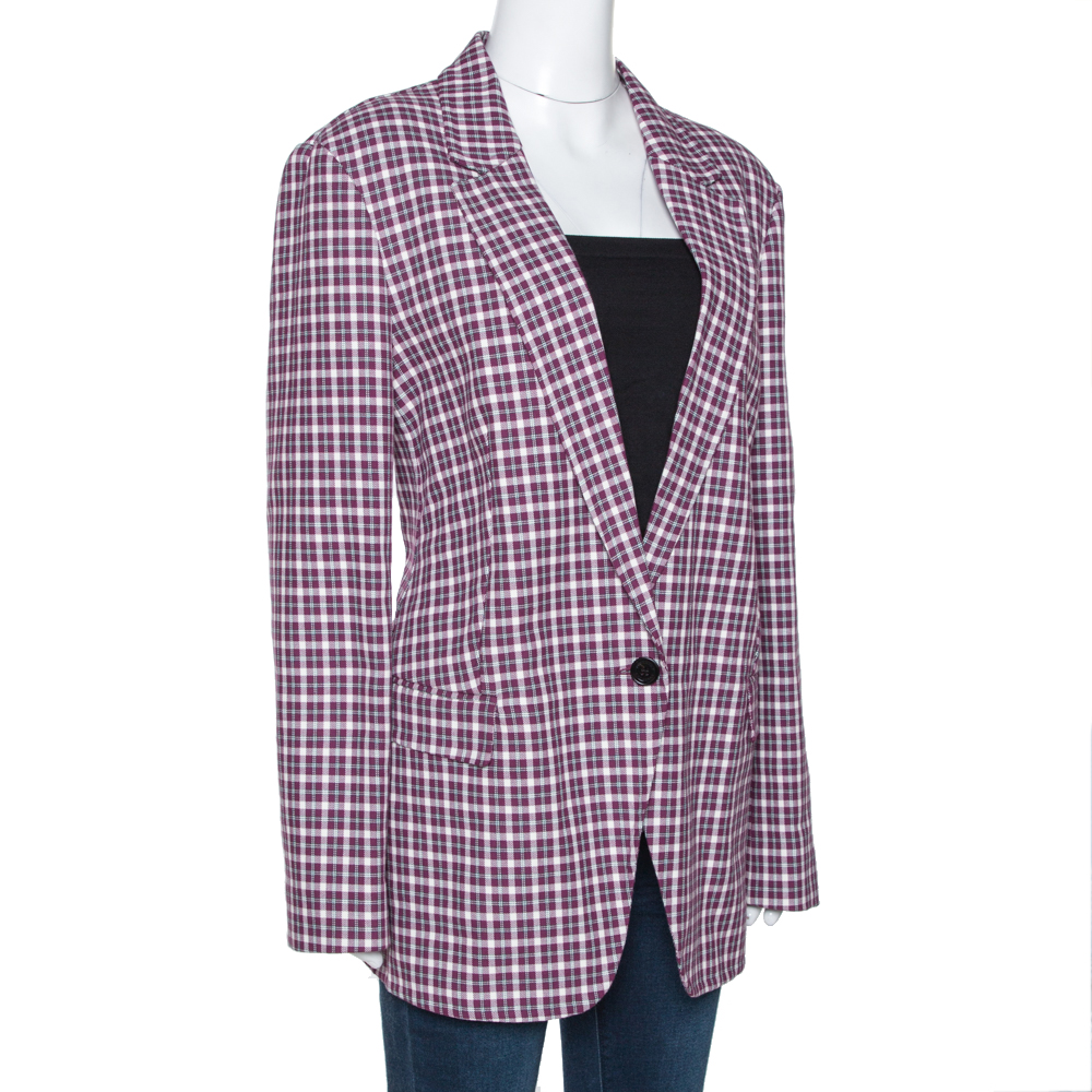 

Burberry Burgundy Plaid Check Cotton Blazer