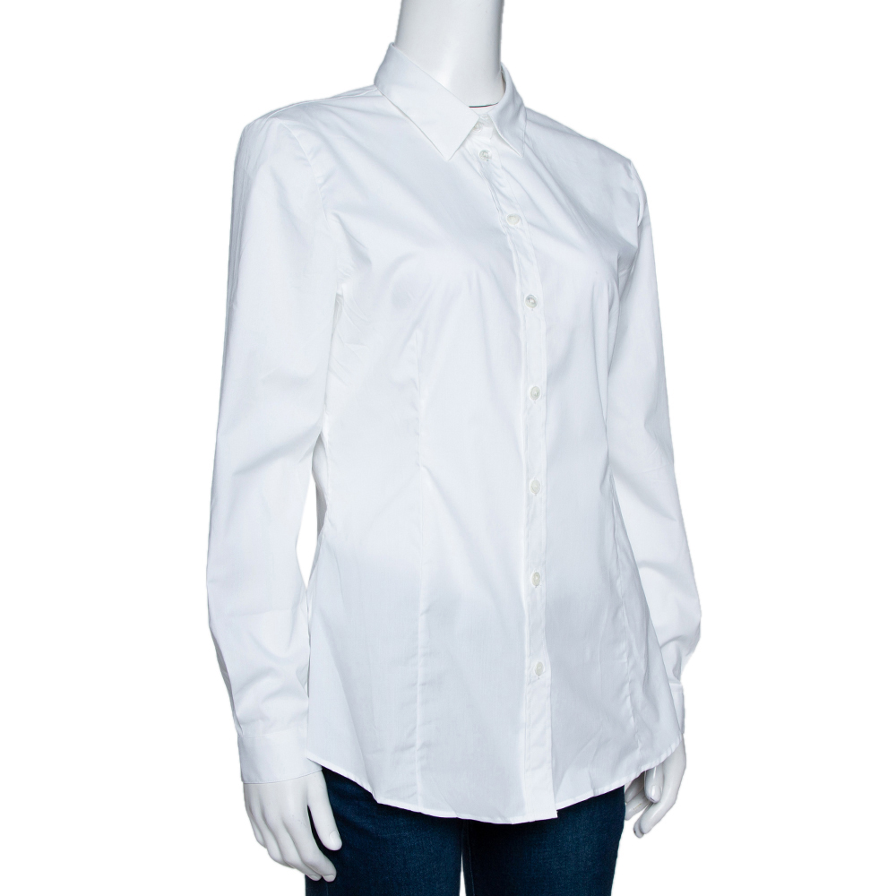 

Burberry White Stretch Cotton Long Sleeve Shirt