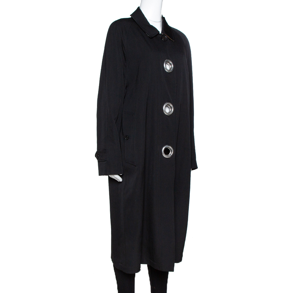 

Burberry Black Wool Eyelet Trim Camden Coat