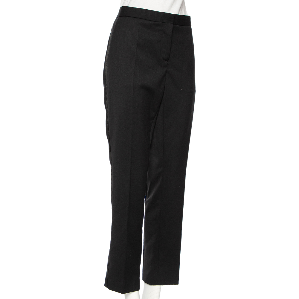 

Burberry Black Wool Contrast Trim Pleat Front Trousers