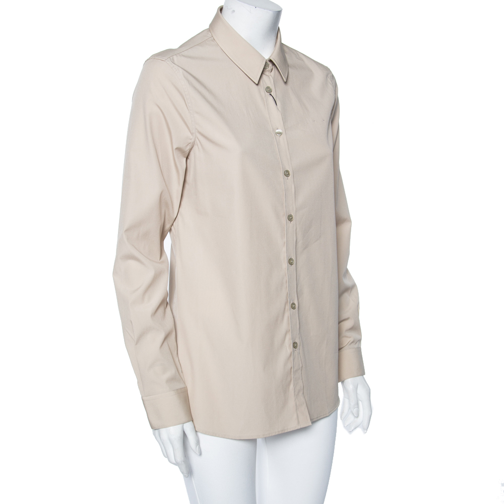 

Burberry Beige Cotton Button Front Long Sleeve Shirt